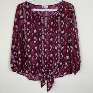 West K Snake Print Top/Blouse in Burgundy Size XS (E5) NWOT